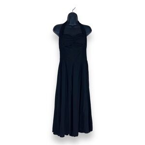 MEDIUM BALI BATIK BLACK HALTER DRESS RETRO PINUP GOTH SLEEVELESS EVENT PARTY